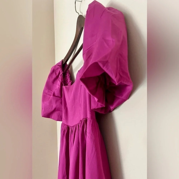 FOREVER 21 Women’s Maxi Dress Puff Sleeves Corset Empire Waist Fuchsia Size‎ S - Picture 6 of 16